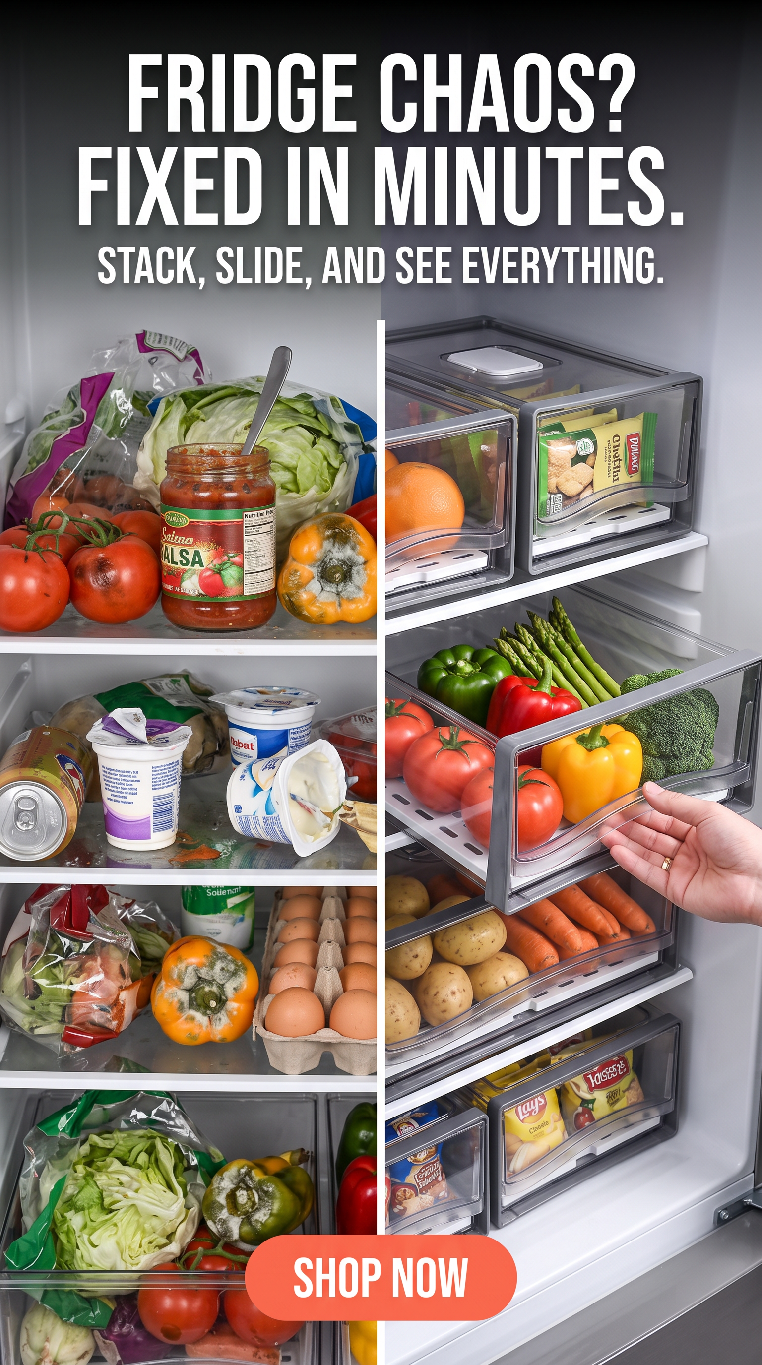 Fridge Drawer Organizer – Pull-Out Storage Box for Fruits & Vegetables