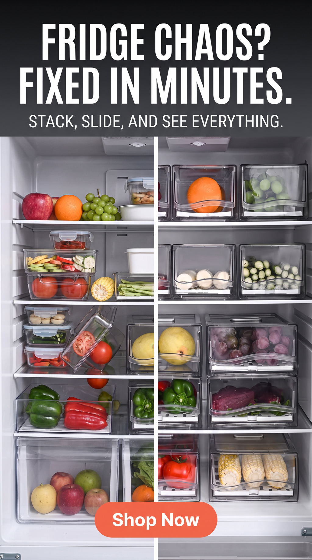 Fridge Drawer Organizer – Pull-Out Storage Box for Fruits & Vegetables