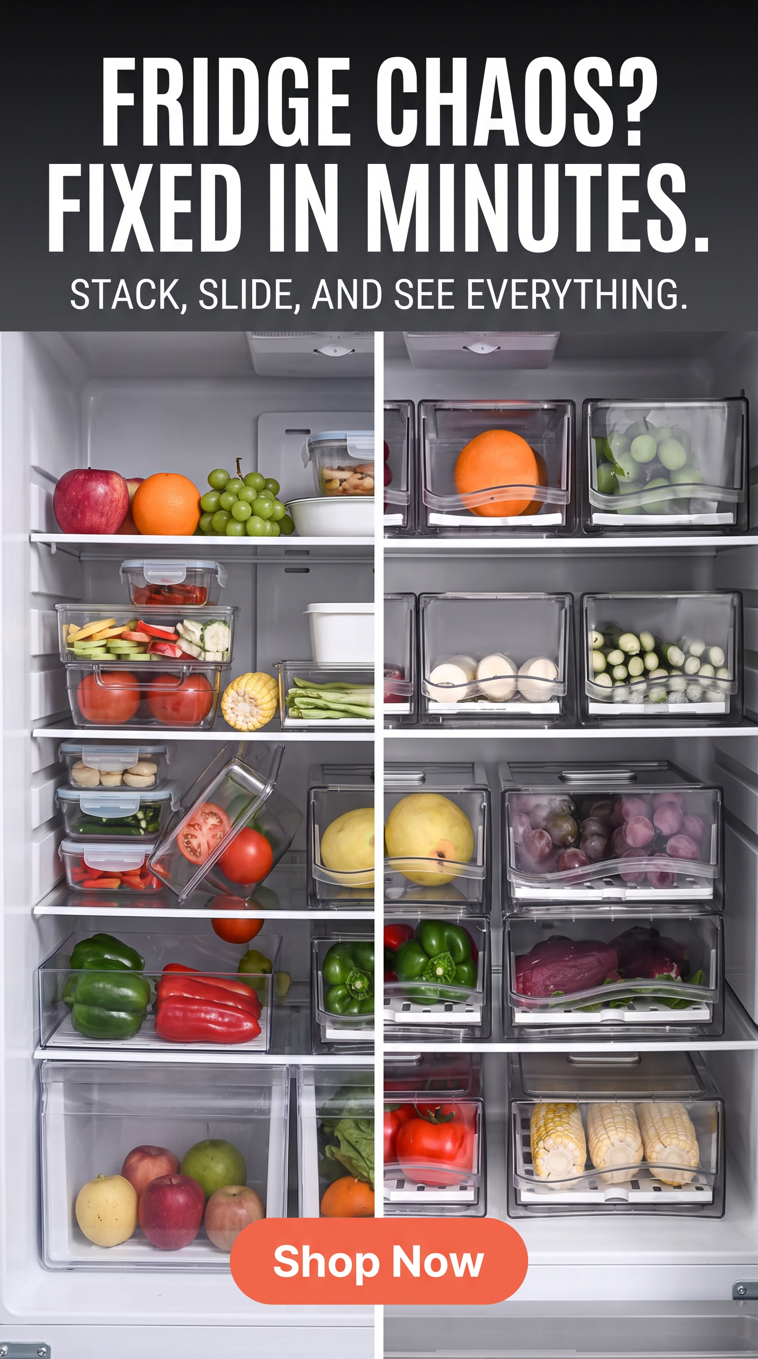 Fridge Drawer Organizer – Pull-Out Storage Box for Fruits & Vegetables